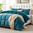 thumbnail image 4 of Yalamila Twin Size Comforter Set 2-Piece All-Season Down Alternative Reversible Comforter Set.Teal,200GSM Cooling Quilted Duvet Insert,95 GSM Soft Cover Bed in a Bag, 4 of 9