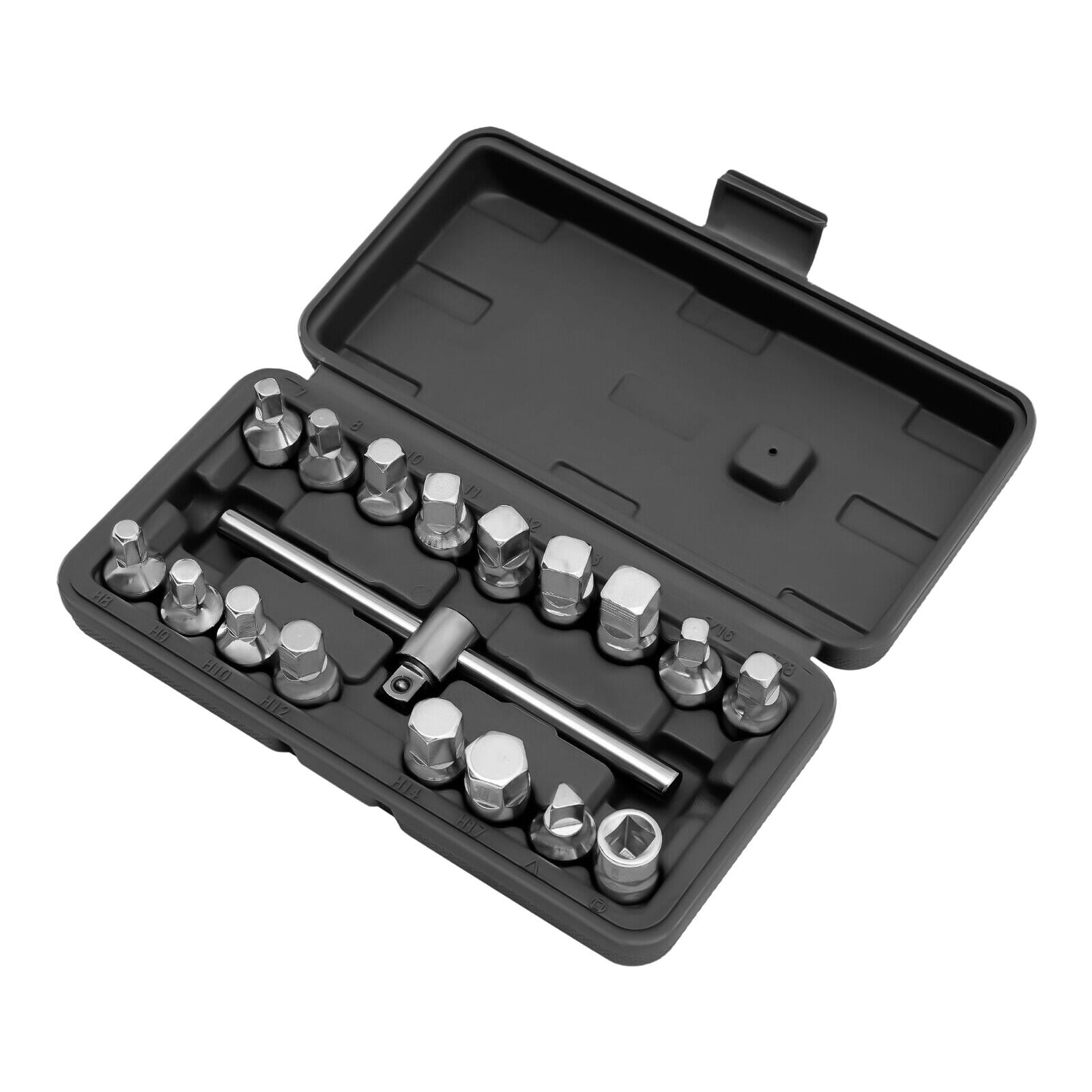 18Pcs Oil Drain Plug Sump Tool 3/8" Wrench Socket Key Set Gearbox Removal Tool for detachment&installation