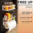 thumbnail image 3 of Magnetic Spice Racks (2-Pack, White) with Paper Towel Holder & 6 Hooks – Kitchen Space-Saving Organizer for Fridge or Oven, 3 of 6
