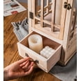 thumbnail image 3 of Large Rustic Wooden Metal Decorative Lantern Set of 2, Modern Farmhouse Floor Candle Lanterns with Drawer, Indoor/Outdoor Hanging Lanterns for Home Decor (No Glass), 3 of 5