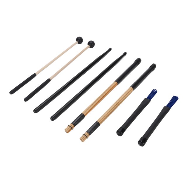 Drum Sticks Mallets Brushes Set, Percussion Instrument Sticks Mallets Brushes Set Ergonomic Design Rugged Comfortable Grip for Practice