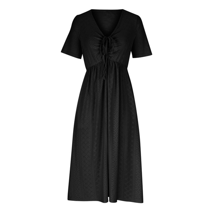 knee length dresses for ladies Everlane Eyelet Midi Dress in Black, Size XXS, Cotton main image 1