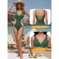 thumbnail image 5 of MOYIKO Womens One Piece Swimsuit Slimming Tummy Control Bathing Suit Color Block V Neck Shapewear, 5 of 7
