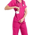 thumbnail image 3 of Vitastitch Royal Blue Scrubs, Women's Scrub Sets 2-Piece V-Neck Back Tie Short Sleeve & Pants with Pockets, Adjustable Waist for Nurses, Healthcare Workers, Summer Pink L, 3 of 4
