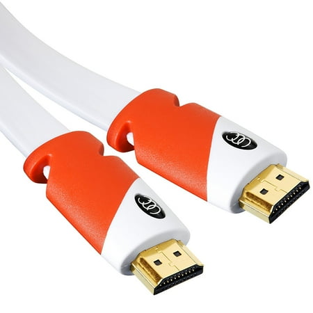 - High Speed HDMI Flat Cable (35 feet) with Ethernet, 18Gbps Transfer Rate,1080p Resolution