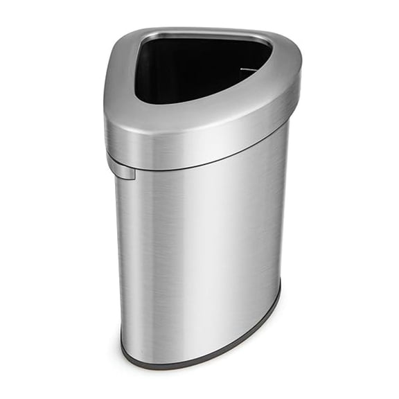 Corner Trash Can 16 Gallon/60 L, Kitchen Garbage Can, Large Open Top Touchless Rubbish Can, Anti-Slip Bottom, Triangular Waste Bin, Stainless Steel Trash Bin for Bathroom Kitchen Bedroom