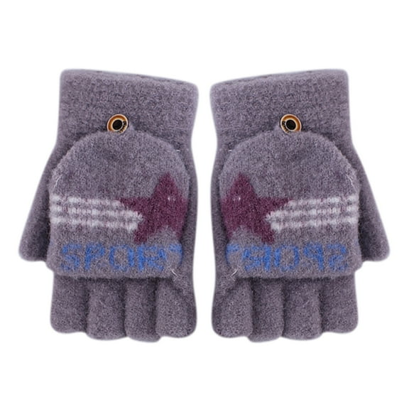 ZPYESWOW Kids Winter Gloves Kids Winter Warm Knitted Convertible Flip Top Fingerless Mittens Gloves Fuzzy Warm Kids Gloves Winter Toddler Mittens Winter Cute Gloves