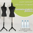 thumbnail image 4 of Female Fabric Manikin Torso Dress Form with Wooden Tripod Base Stand, Adjustable 52-67 Inch Display Mannequin Body for Clothing Dress Jewelry Display, Black, 4 of 14