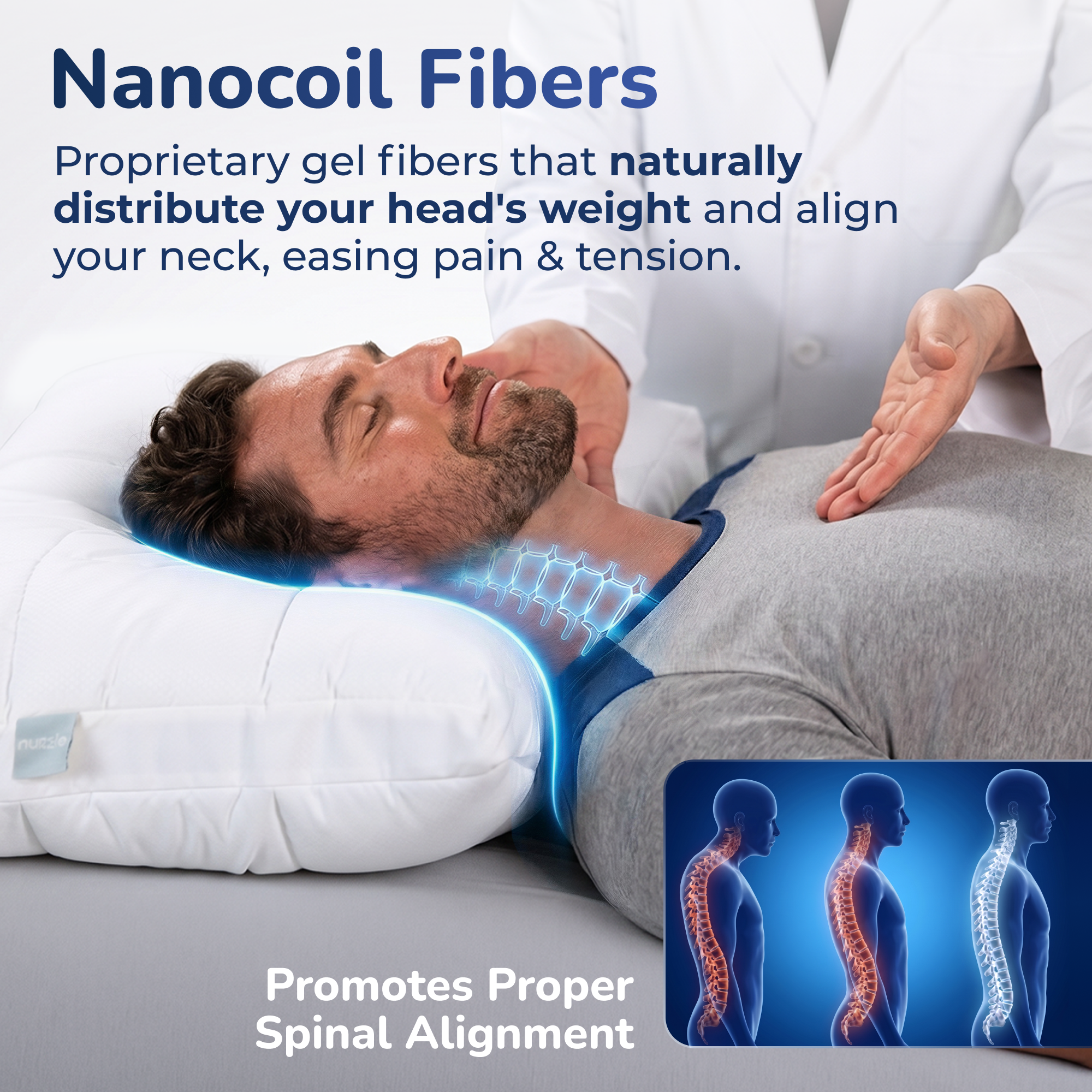 Nuzzle Adjustable Bed Pillow, Standard Size, White photo 5