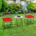 thumbnail image 3 of Patiojoy 3 PCS Patio Rattan Furniture Set with Round Tempered Glass Top Table & 2 Rattan Armchairs Red Cushions, 3 of 9