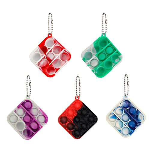 Leencum 12pcs Mini Simple Fidget Toy Stress Relief Hand Toys Keychain Toy Bubble Wrap Pop Anxiety Stress Reliever Office Desk Toy for Kids Adults 