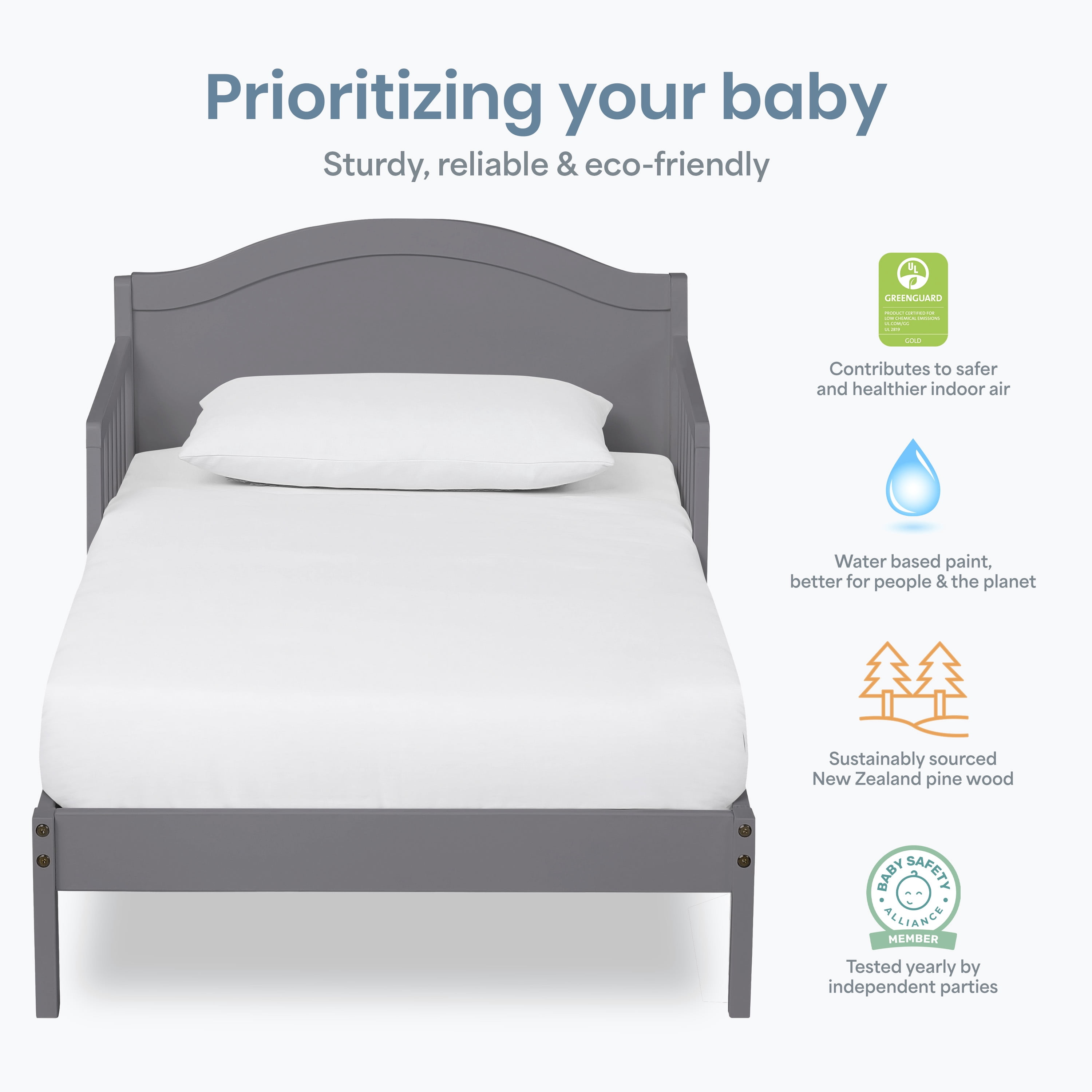 Dream on Me Sydney Toddler Bed, Steel Grey