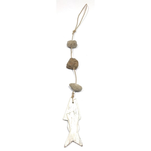 Driftwood Garland w/ Fish 20" White - Rustic Cottage Accents | #lis3101350w
