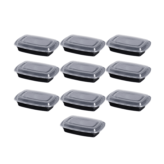 Set 10 Contenedores de Plástico Rectangular Styrka 20 Piezas con Tapa Negro