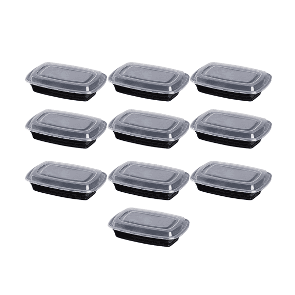 Set 10 Contenedores de Plástico Rectangular Styrka 20 Piezas con Tapa Negro