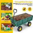 thumbnail image 2 of Funcid Steel Garden Cart with Removable Sides, Heavy Duty Yard Cart with Liner, 660 LBS Capacity Wagon, Rotating Handle, 10" Tires Wheels, Perfect for Garden Farm Yard, Green, 2 of 8