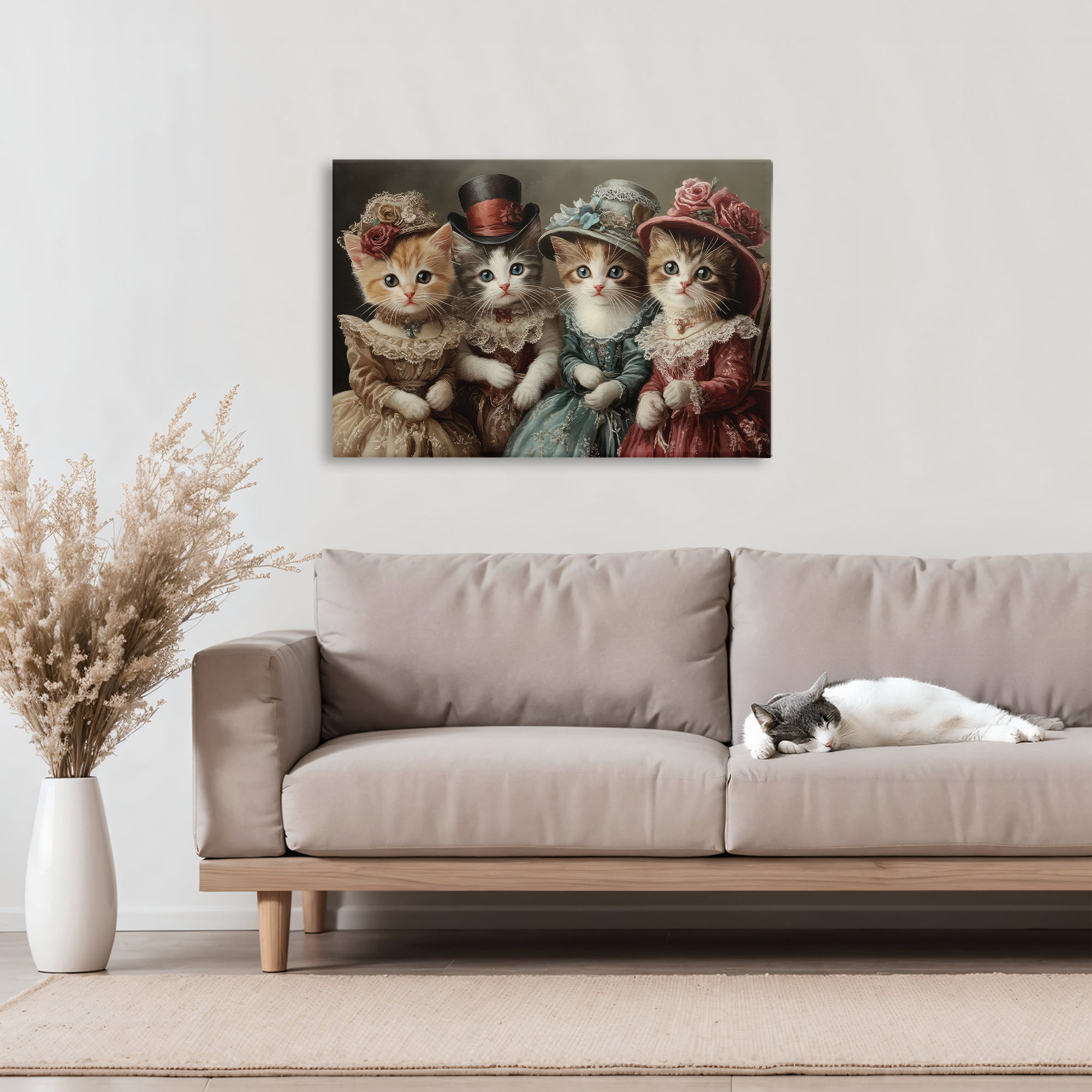 Stupell Industries Vintage Dress Kittens Canvas Wall Art, design by The Wands Want
