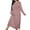 Pink, variant on Women's Cotton Sleepwear Long Sleeves Nightgown Print Tee Sleep Dress Brown XL