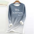 thumbnail image 2 of LEAVINGSUO Christmas Clearance Womens Tops Clearance under $5 Women Thick Fleece Sweatshirt Long Sleeve Print Velvet Warm Round Neck Underwear Tops, 2 of 3