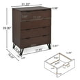 thumbnail image 3 of Demijen Modern Industrial 4 Drawer Wide Dresser, Walnut and Matte Black, 3 of 7