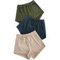 thumbnail image 3 of MakeMeChic Paquete de 3 pantalones cortos deportivos con cintura elástica y nudo frontal para mujer, 3 of 5