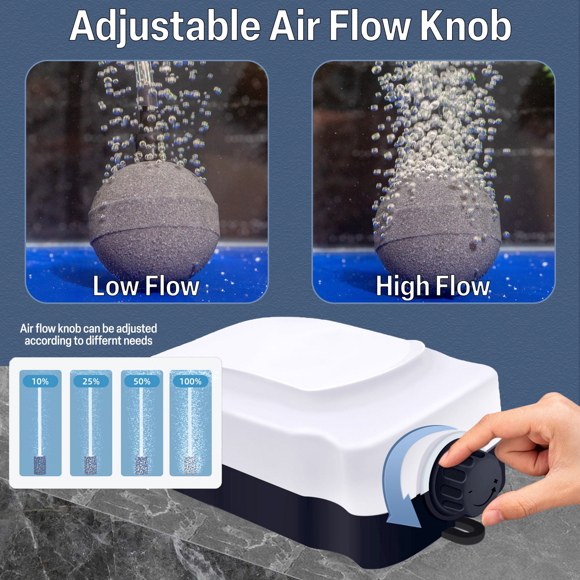 Quiet Air Pump Output 4X95 GPH 4-Outlet Oxygen Aerator Pump for 90-400 Gallons Fish Tank, Oxygen Adjustment