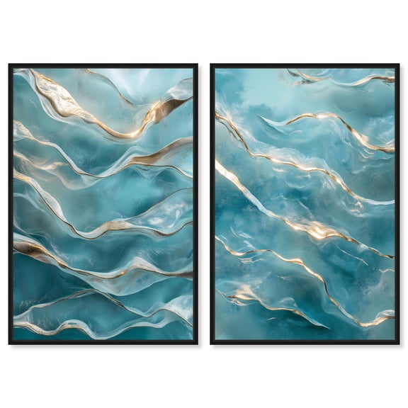 Glistening Layers Pair Canvas Print Modern Wall Decor Set by Art Remedy, Black Frame, 10 x 15