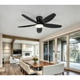 thumbnail image 2 of PHORUS 42" Low Profile Ceiling Fan with Light, Quiet DC Motor, Remote & App Control, 6-Speed Reversible Fan for Bedroom, Living Room and Covered Spaces,Black, 2 of 9