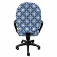 thumbnail image 3 of Oriental Office Chair Slipcover, Traditional Talavera Pattern on a Plain Background Folkloric Art, Protective Stretch Decorative Fabric Cover, Standard Size, Night Blue and White, by Ambesonne, 3 of 5