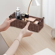 Woven Storage Basket for Shelves, Small Wicker Baskets for Shoes,Towel, Toy Baskets Storage with Handles, 14 x 6 x 4 Inches
