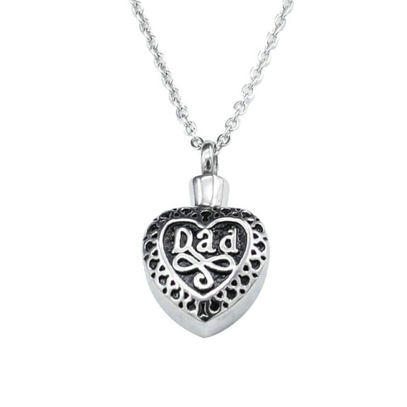 Huanledash Heart Shape Dad Keepsake Ashes Cremation Pendant Memorial Urn Necklace Jewelry