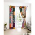 thumbnail image 3 of Spring Floral Blackout Curtains for Bedroom/Living Room, Thermal Insulated Kitchen Curtains, Summer Botanical Vintage Checkered Colorful Grommet Darkening Window Treatment Drapes 52"x72"x2, 3 of 8