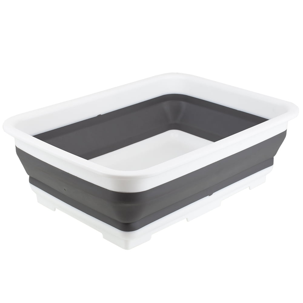 Home Basics Michael Graves Design Pop Up Collapsible White Plastic and Grey Silicone Dish Pan