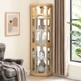 thumbnail image 5 of Light Oak Corner Curio / Living Room Decor Solution / Adjustable Glass Shelves, 5 of 6
