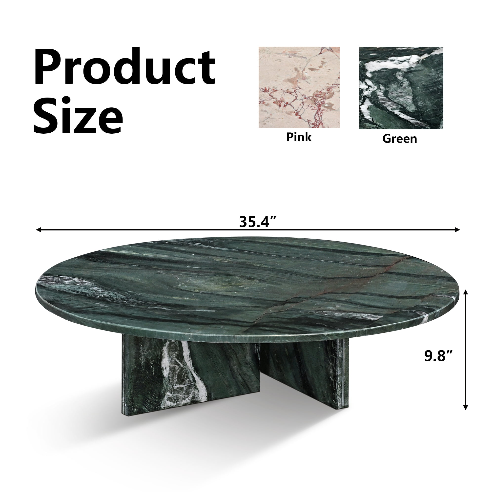 MDQMD Real Marble Coffee Table with Unique Texture for Living Room,Minimalist Luxury Coffee Table for Home Decor,Green
