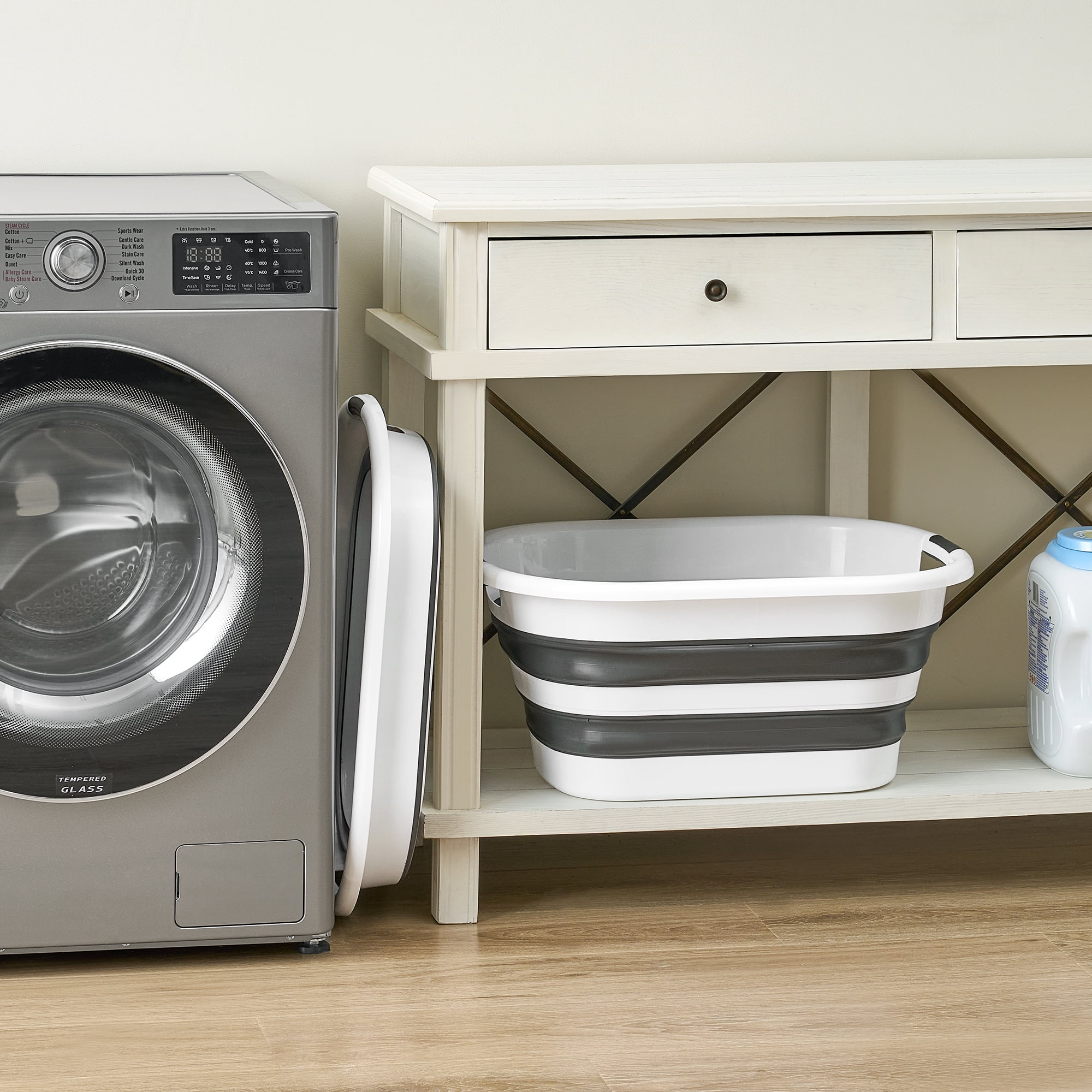Around The Home Collapsible Laundry Baskets, Grey, Set Of 2