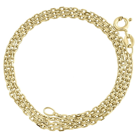 10K Yellow Gold 1.40mm Oval Link Cable Chain Fancy Italian Necklace 16 Inch