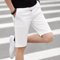 thumbnail image 2 of Riforla Men's Linen Shorts Casual Elastic Waist Drawstring Summer Beach Shorts Classic Fit Men's Pants White M, 2 of 4