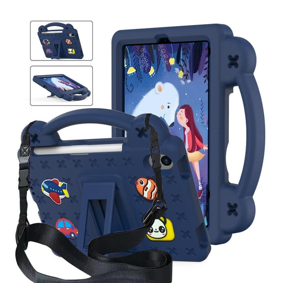 Dteck for iPad Mini 7 Case 8.3 inch Kids, for iPad 7th Case A17 Pro 2024, for iPad 6th Gen Case 2021, EVA Shockproof Cover with Strap Stand Handle, Navy