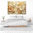 thumbnail image 3 of Mudket Champagne White Flower with Gold Accents Canvas Wall Art, Framed Floral Print, Ready to Hang Wall Decor for Living Room Bedroom, Luxury Artwork - 12"L x 8"W, 3 of 10