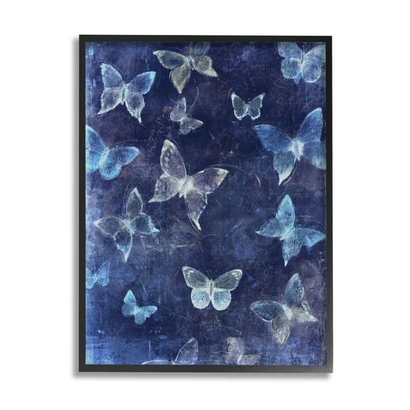 Stupell Industries Blue Modern Butterflies Animals & Insects Painting Black Framed Art Print Wall Art, 11 x 14