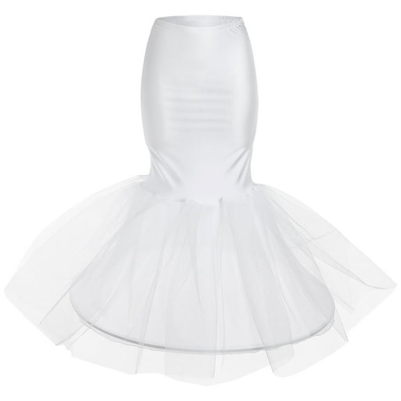 FESTFENDS 1Pcs Wedding Petticoat for Formal Dresses White Polyester Fishtail Shape