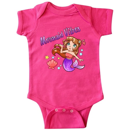 

Inktastic Mermaid Vibes- cute mermaid with purple tail Gift Baby Girl Bodysuit