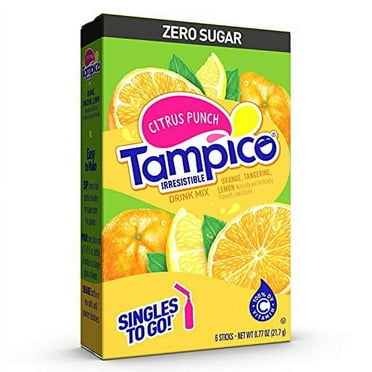 Tampico Singles To Go Drink Mix Packets, Citrus Punch, 6-Count Box â€“ Zero Sugar, Low Calorie Powdered Drink Packets, 100% DV of Vitamin C per Serving, Convenient, On-The-Go Water Enhancers