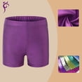 thumbnail image 2 of CPNG Girls Metallic Shorts Sparkly Shiny Hot Shorts Dance Athletic Shorts Elastic High Waist Yoga Gymnastic Shorts(Purple,5-6 Years), 2 of 4