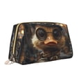 thumbnail image 2 of Naloa Vintage Gentleman Duck Leather Makeup Bag for Purse Travel, Portable Small Cosmetic Organizer for Women and Girls, Make up Bag with Zipper, 2 of 8