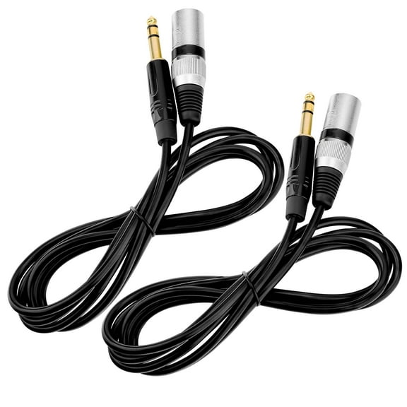 PGENDAR 1/4'' TRS to XLR Male Cable, Balanced Microphone Cable for Power Speaker, Mixer, Amplifier and More 10 FT 2Pack
