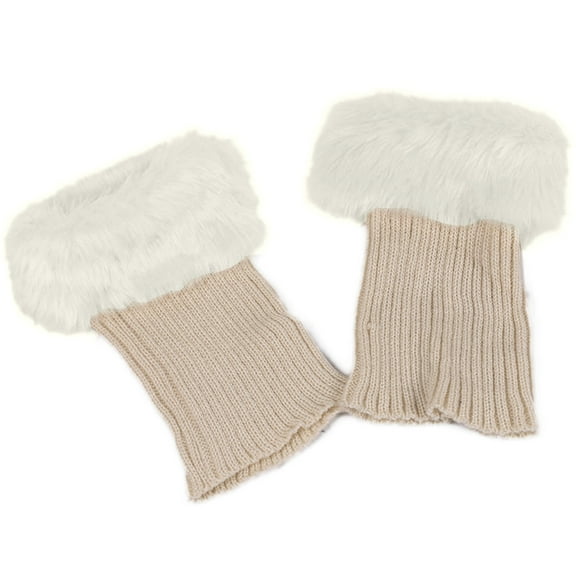 1Pair Winter Warm Boot Cuffs for Women Ribbed Knitted Boot Topper Socks Short Leg Warmers Leg Cuffs for Girl