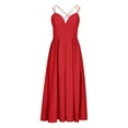 thumbnail image 6 of Bigersell Womens Dresses Fashion Women Summer Sleeveless Casual Backless Solid Color V-Neck Dress Big & Tall Bodycon Dress Style 26054, Female Long Dresses Red L, 6 of 9