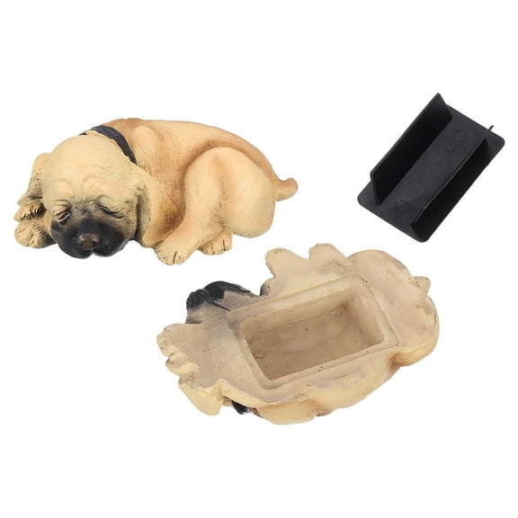 Uxcell Hide A Key Outside, Faux Dog Hide A Spare Key Outdoor Waterproof Key Hider Decoration Safe Storage Lock Box Hidden Key Holder for Outside Garden Decoration, Beige